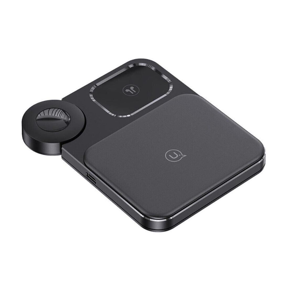 Беспроводное зарядное устройство Usams US-CD190 15W 3в1 для apple watch/airpods/Iphone Black Беспроводное зарядное устройство Usams US-CD190 15W 3в1 для apple watch/airpods/Iphone Black
