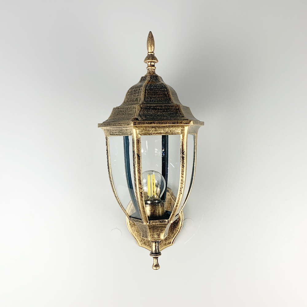 Фонарь настенный уличный 37х20х15 см Старое золото (9027 W/S BG)