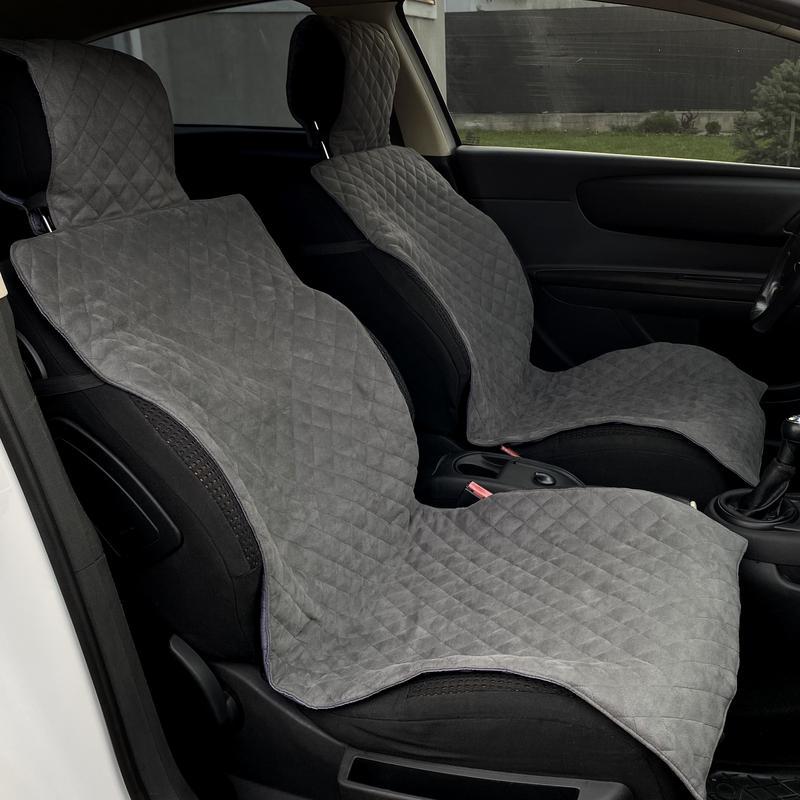 Накидки на сиденье автомобиля с подголовником эко-замша 2 шт. Серый (411) - фото 2 Накидки на сиденье автомобиля с подголовником эко-замша 2 шт. Серый (411) - фото 2