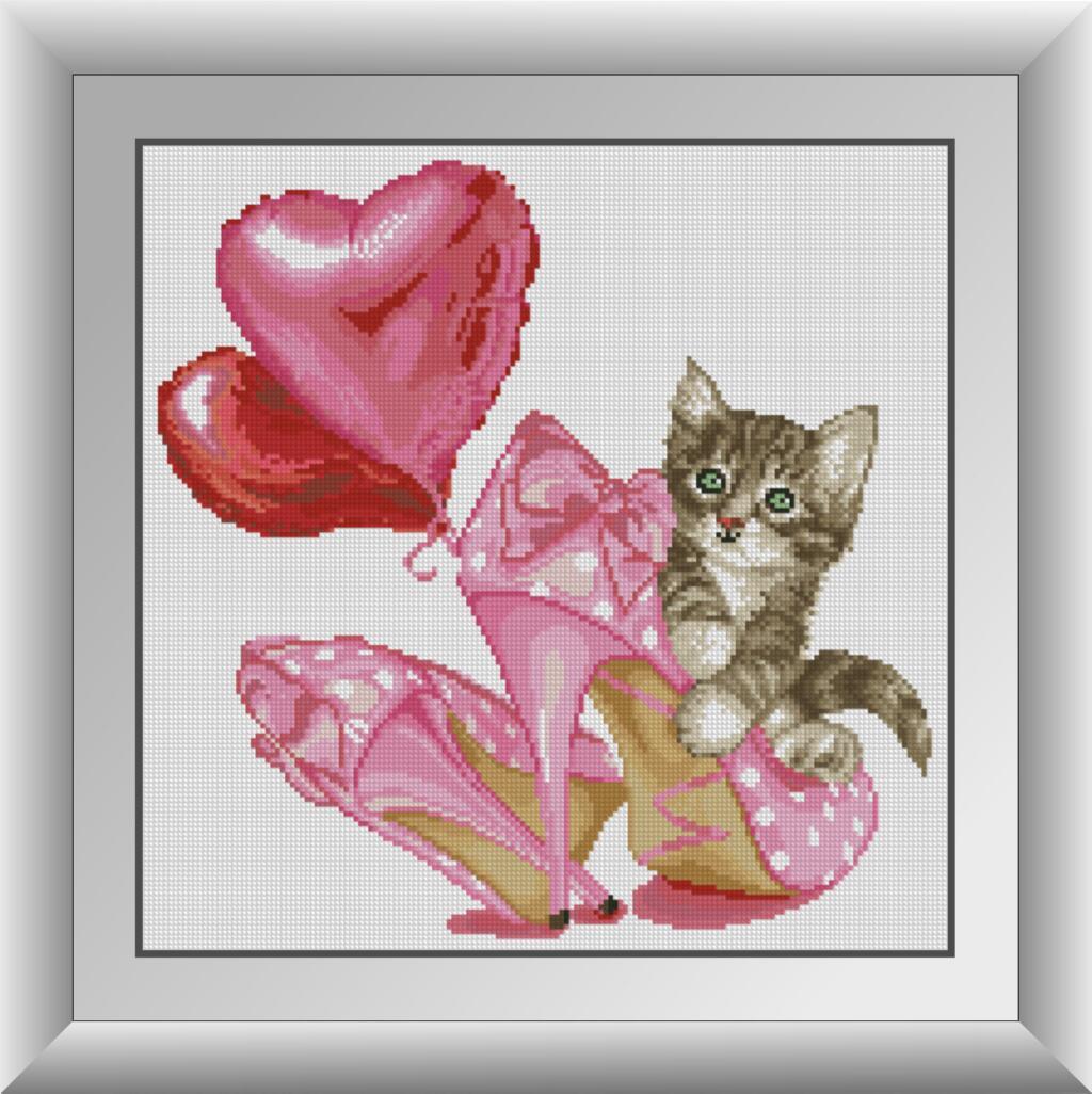 Алмазная мозаика Dream Art Котенок в туфельках 41x41 см (DA.30483)