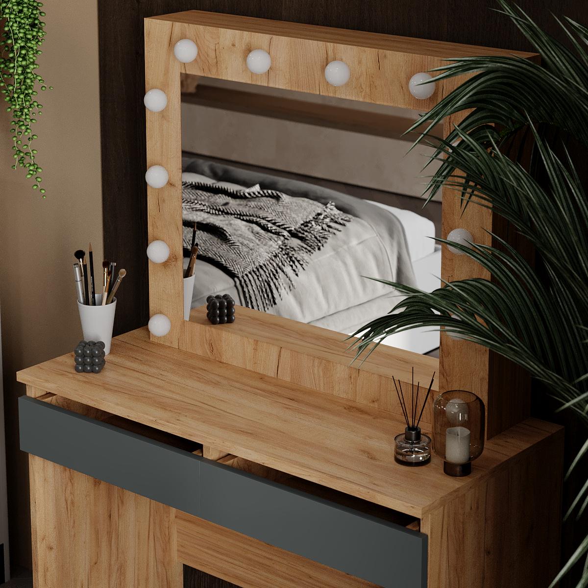 Туалетный столик Malta 940х430х1400 мм Дуб крафт золотой/Графит (GATB32120700000) - фото 4 Туалетный столик Malta 940х430х1400 мм Дуб крафт золотой/Графит (GATB32120700000) - фото 4