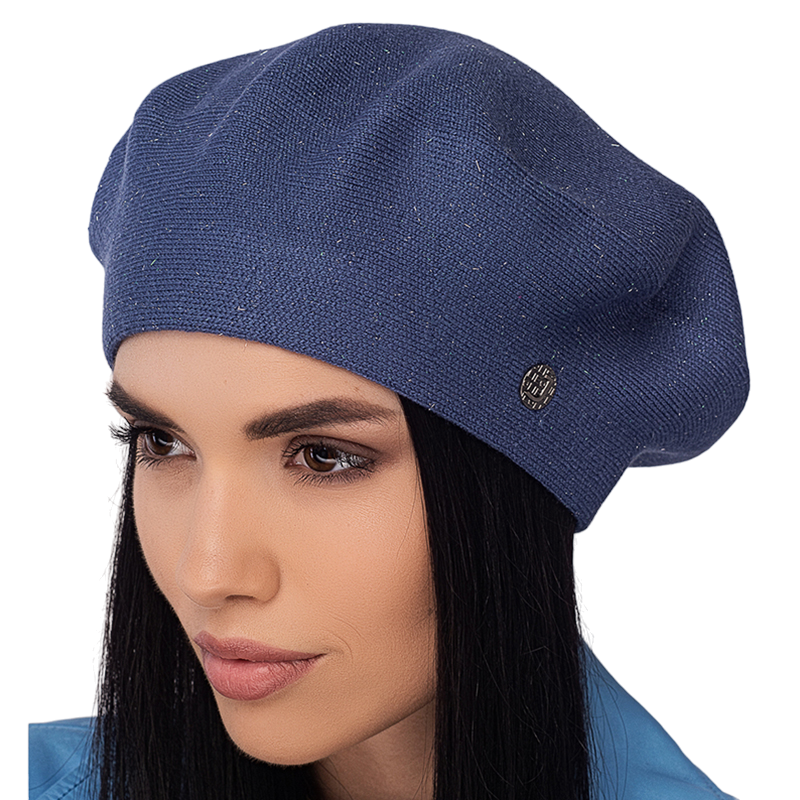 Берет женский Leks Сказка двойной с люрексом Джинс (129421)