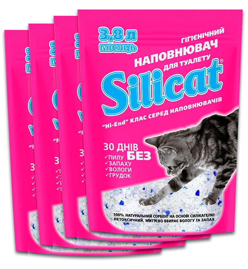 Наповнювач для котячого туалету SILICAT3.8L силікагелевий 4 шт. х 15,2 л