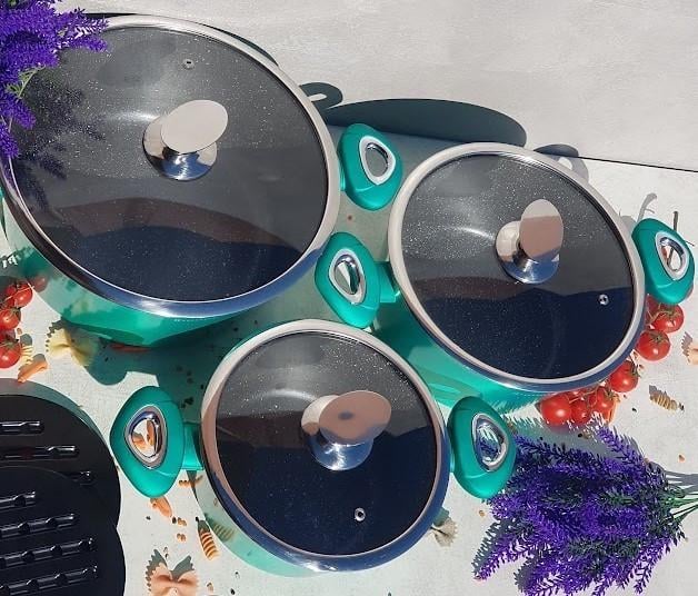 Набор кастрюль с мраморным покрытием Edenberg EB-7427 6 пр. Зеленый - фото 3 Набор кастрюль с мраморным покрытием Edenberg EB-7427 6 пр. Зеленый - фото 3