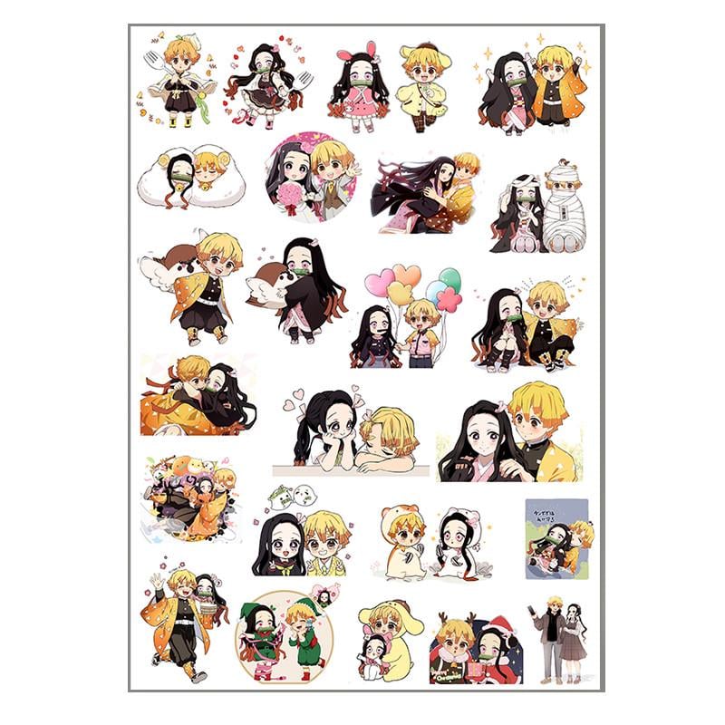 Стикеры наклейки Незуко аниме Клинок рассекающий демонов А3 лист (stik_0203)