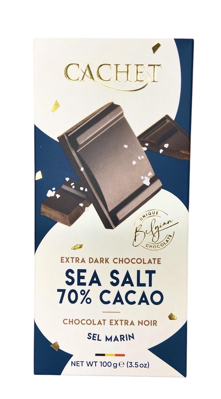 Шоколад черный с морской солью CACHET 70% какао 100 г (60691)