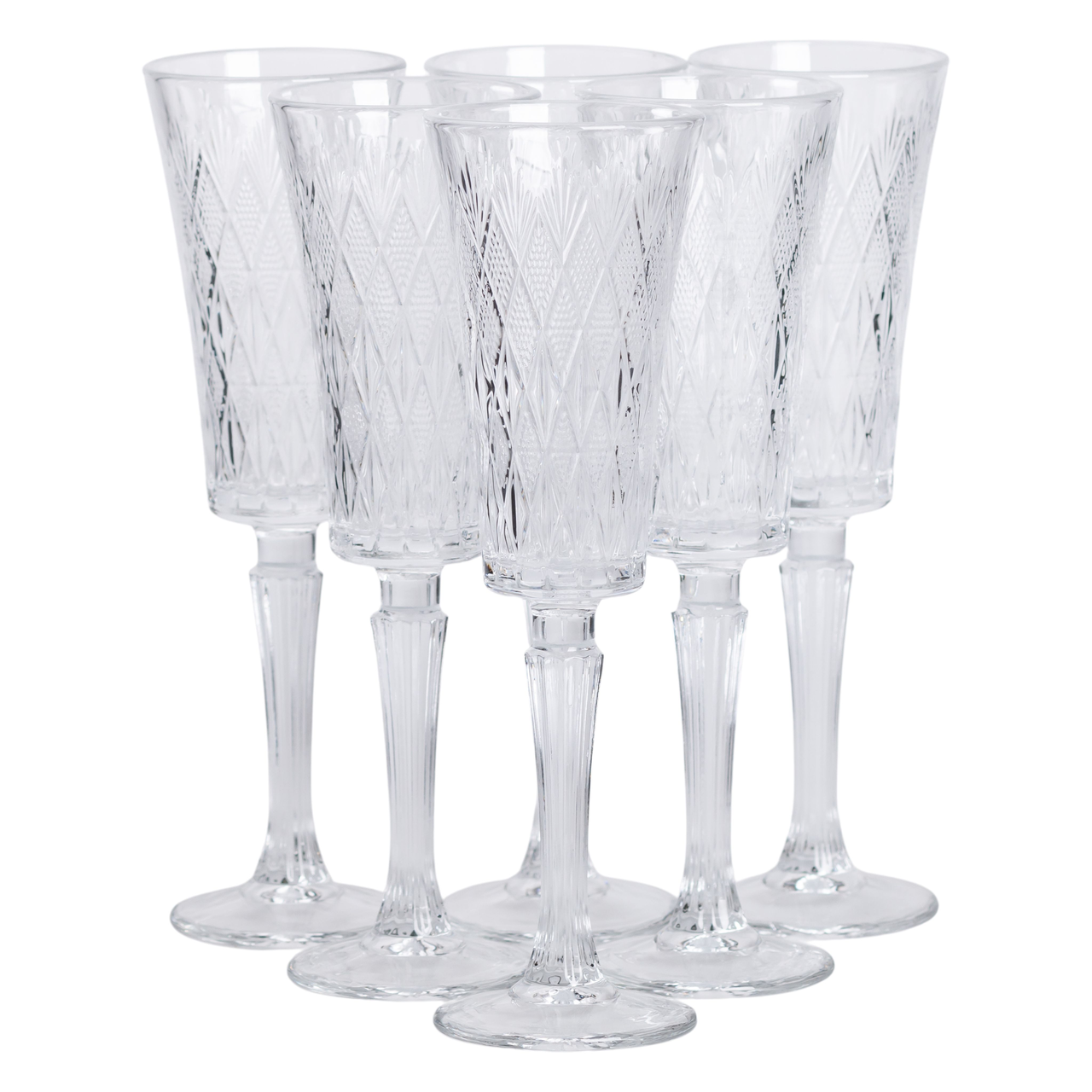 Набор бокалов для стеклянных шампанских на ножке 6 шт. 200 мл (HP-19-126)