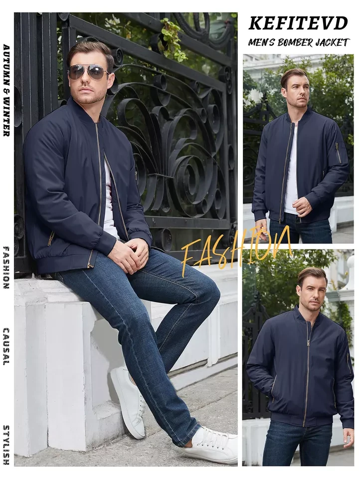 Куртка-бомбер мужская XL Темно-синий (25763634) - фото 9 Куртка-бомбер мужская XL Темно-синий (25763634) - фото 9