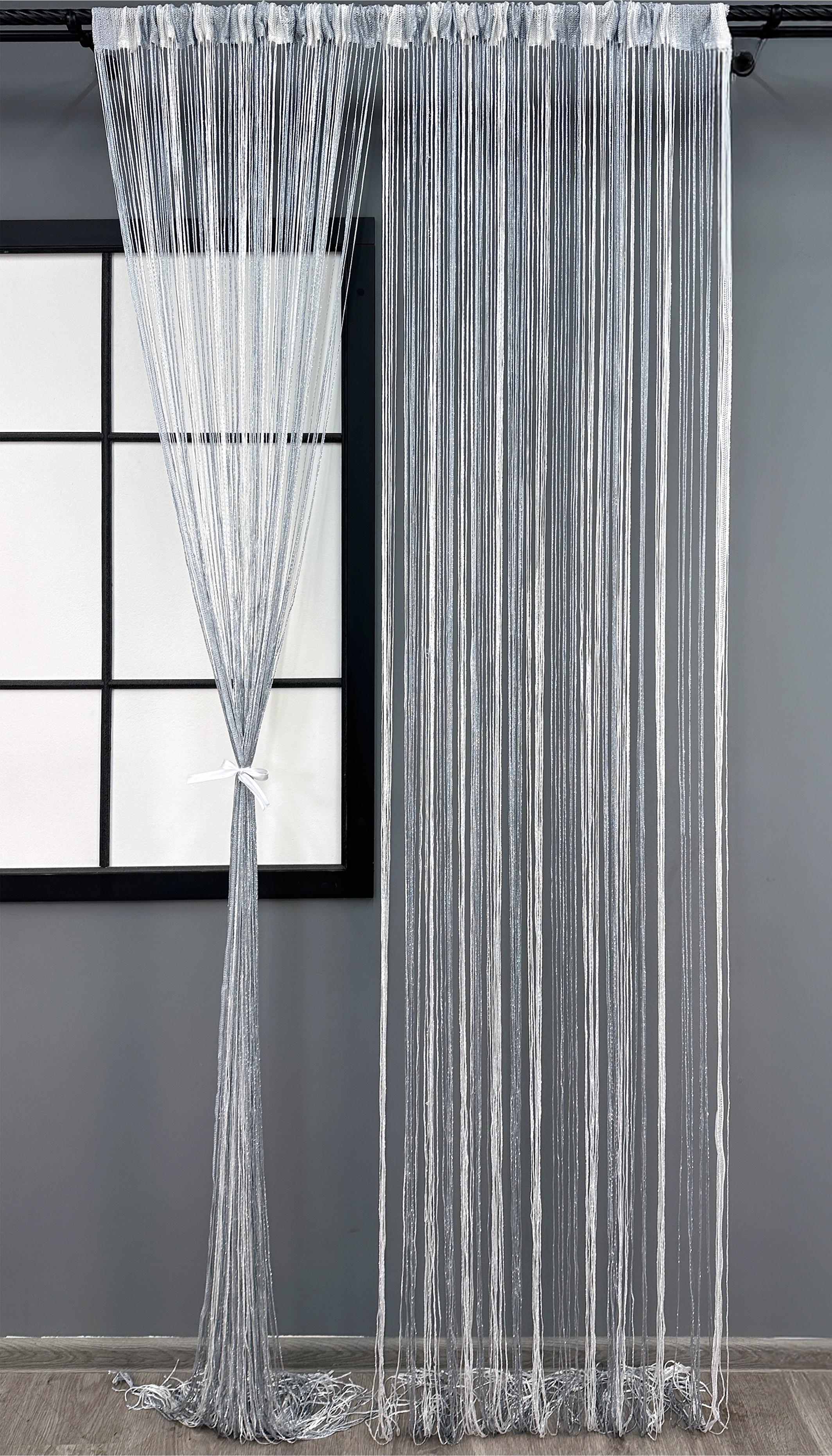 Шторы-нити с люрексом 300х300 см Белый/Серый (61-106) - фото 1