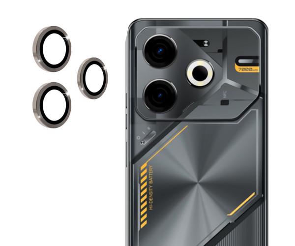 Защитное стекло с рамкой CD Pattern для Tecno Pova 6 на заднюю камеру Серебряный