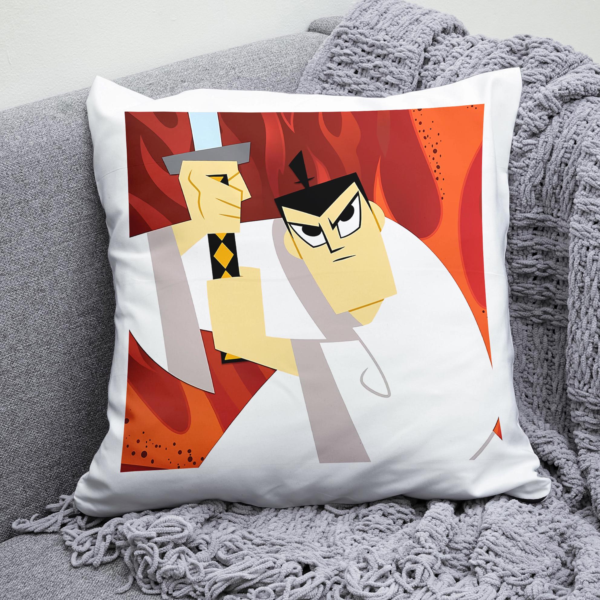 Плюшевая подушка квадрат с принтом Samurai Jack