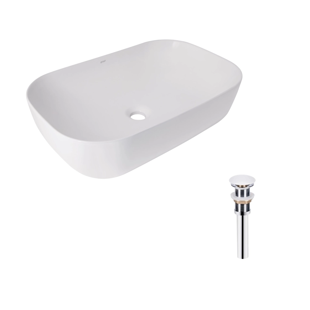 Раковина накладная Qtap Robin 600x390x150 мм прямоугольная с донным клапаном White (47297)