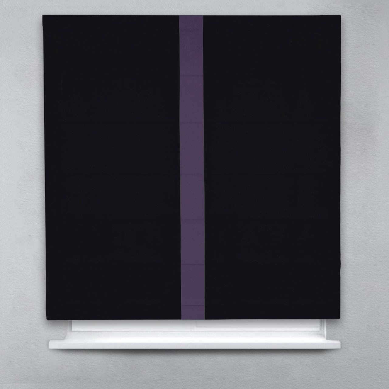 Римская штора Блэкаут Перфект с кантом по центру 180х170 см Черный/Сиреневый