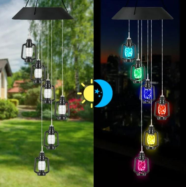 Лампа на солнечной батарее уличная Музыка ветра Фонари 6 LED подвесная Разноцветный (МХ-00009022) - фото 2 Лампа на солнечной батарее уличная Музыка ветра Фонари 6 LED подвесная Разноцветный (МХ-00009022) - фото 2