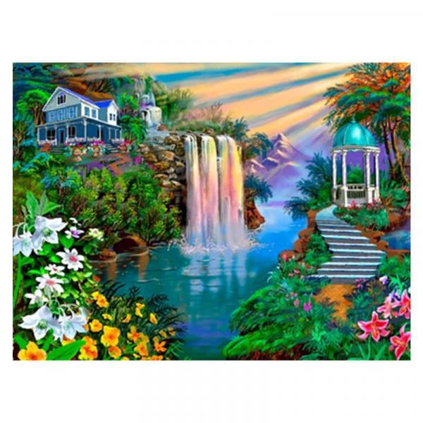 Алмазна мозаїка TK Group Райський водоспад 40х30 см з рамкою в коробці (GB77505-mt)