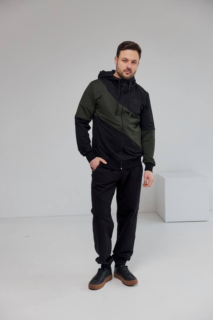 Костюм мужской спортивный М147.2 L Черный/Хаки (494-1-62)