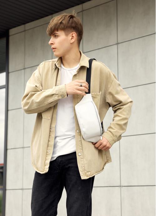 Поясная мужская сумка Sambag экокожа водоотталкивающая Белый (2618898872) - фото 4