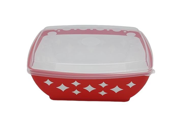 Миска пластиковая глубокая с крышкой прямоугольная 3 л (20079)