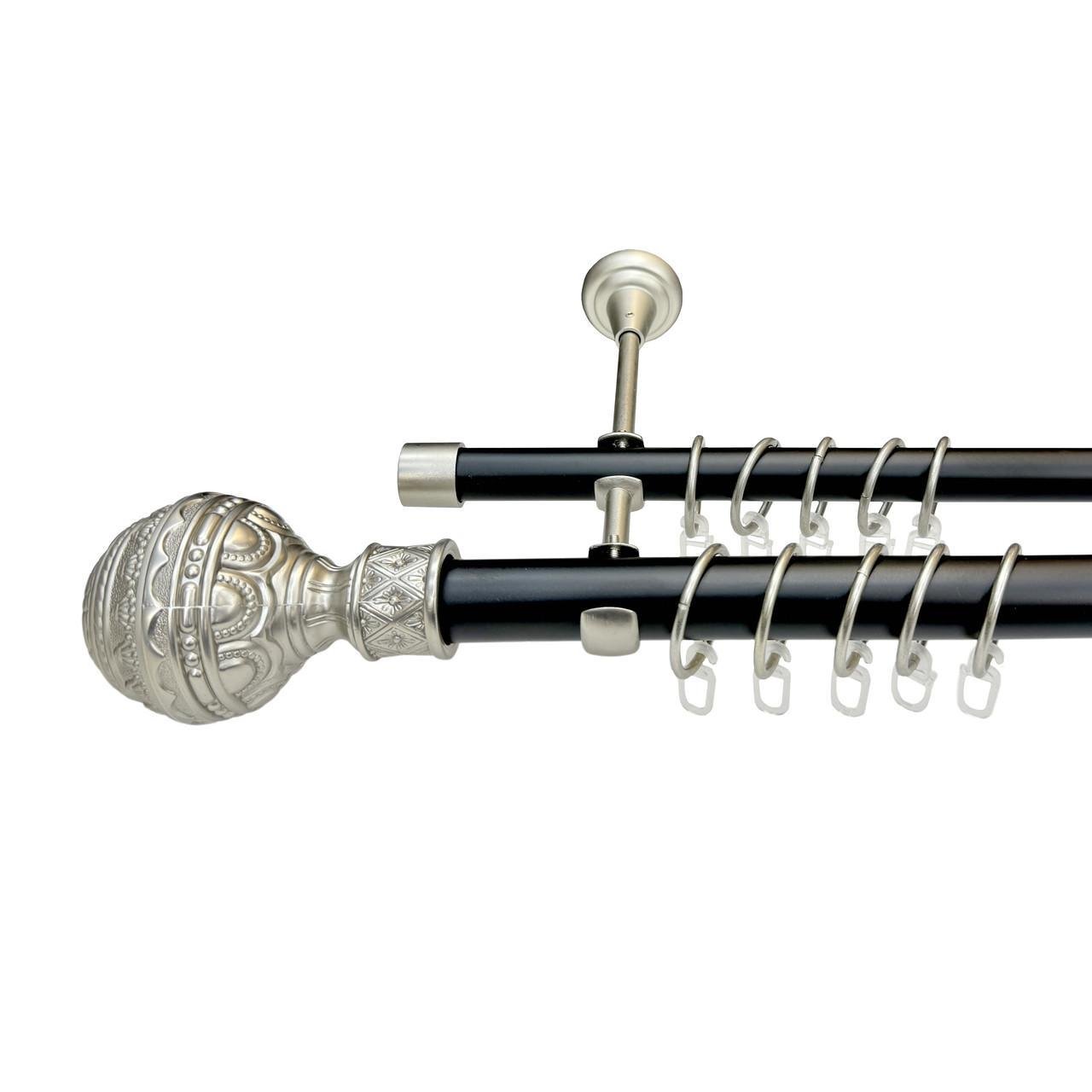 Карниз трубчатый двухрядный Orvit Арабеска 25/19 мм 160 см Черный/Сатин (009-1026) - фото 1 Карниз трубчатый двухрядный Orvit Арабеска 25/19 мм 160 см Черный/Сатин (009-1026) - фото 1