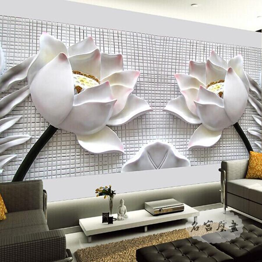 Фотообои 3D флизелиновые цветочные для спальни/зала/кухни Белые объемные цветы