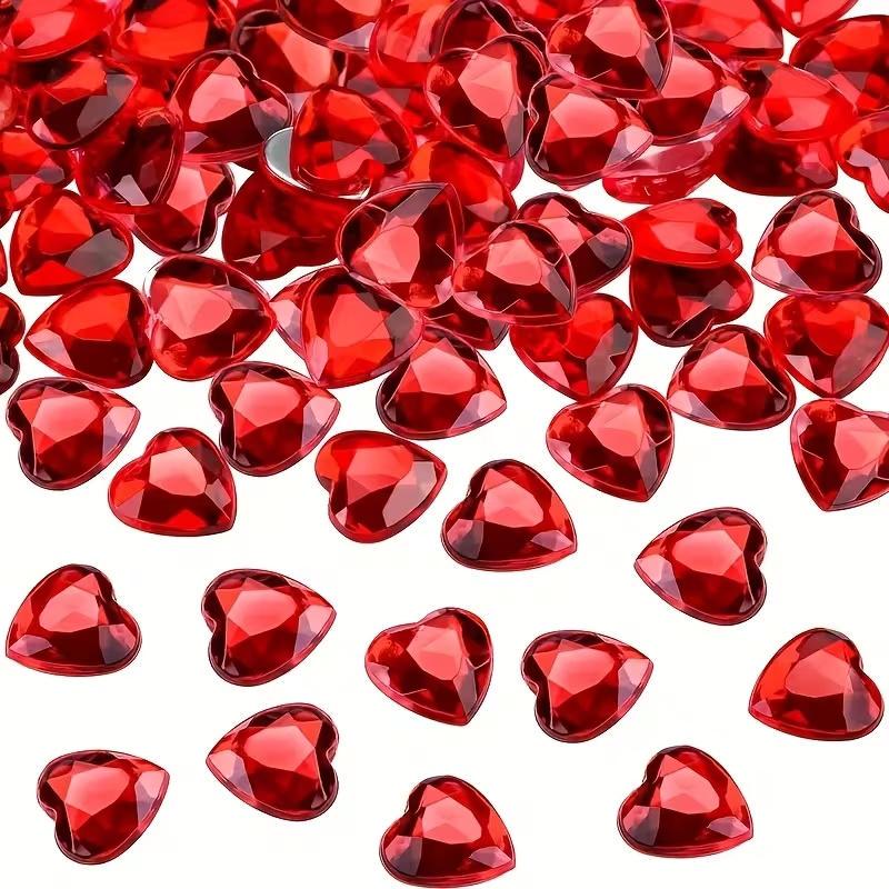 Стразы декоративные Сердца акриловые холодной фиксации 50 шт. Красный