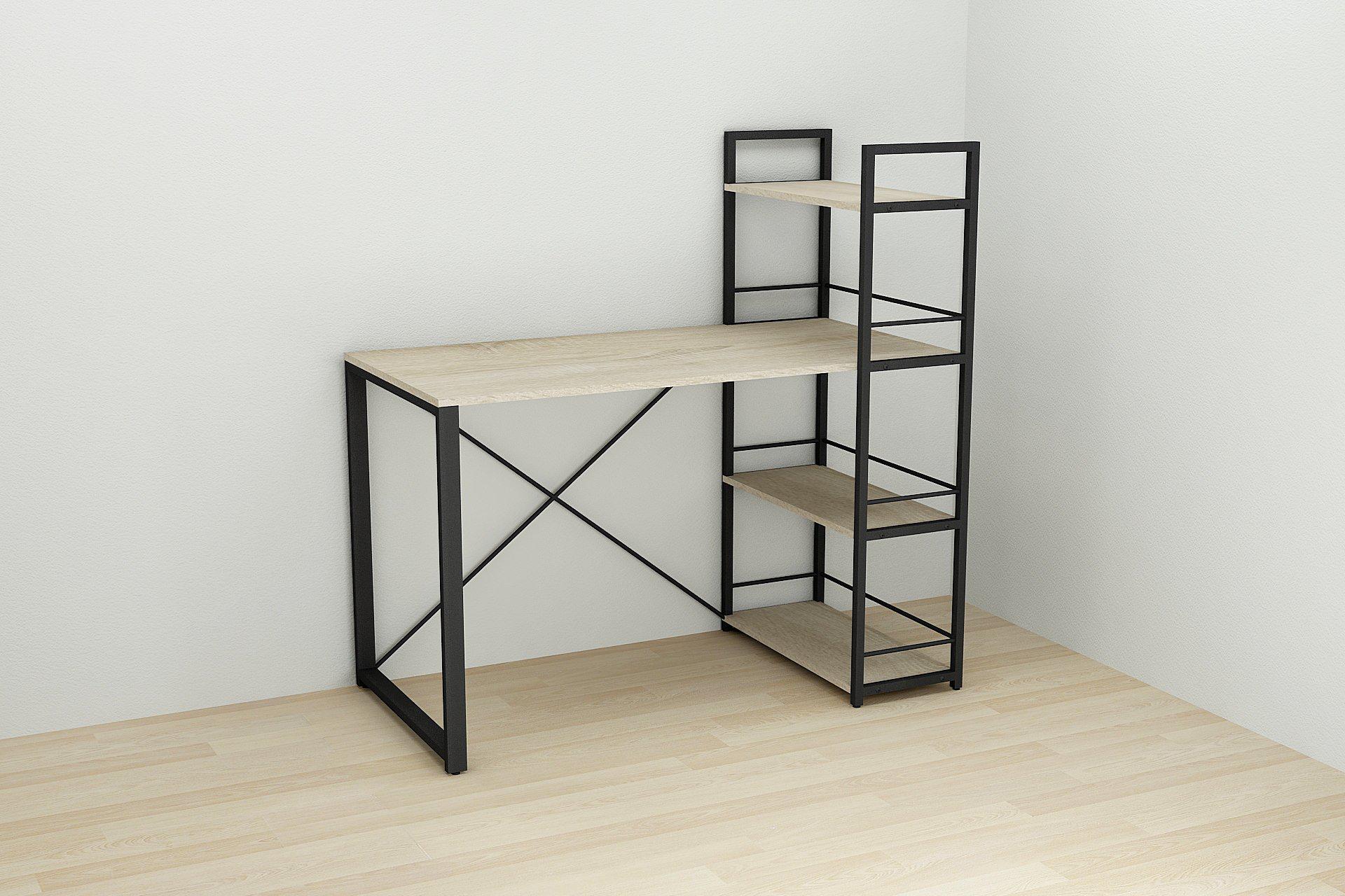 Письменный стол Ferrum-decor Konekt с этажеркой металл/ДСП 16 мм Черный/Дуб Сонома (FRD-104222) - фото 3