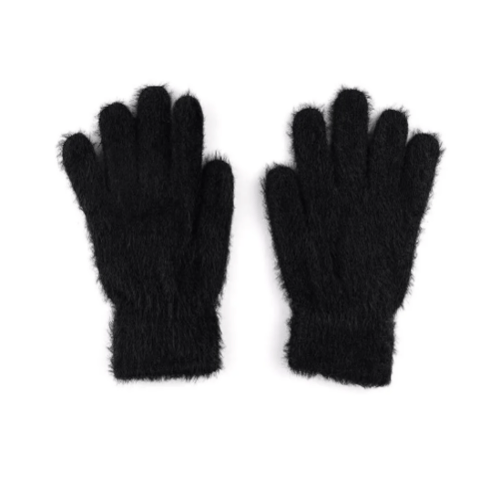 Перчатки вязаные меховые пушистые Черный