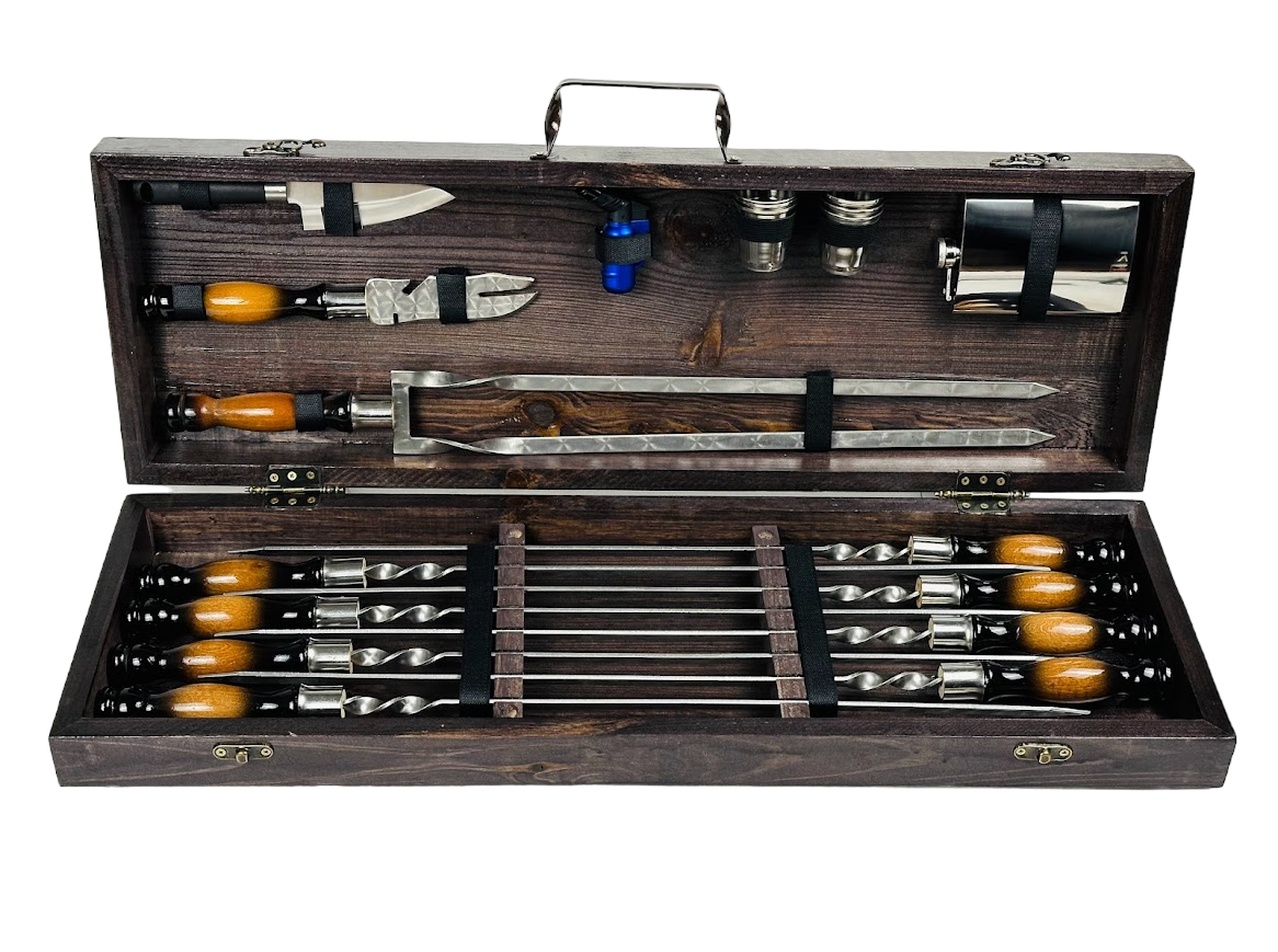 Набор шампуров подарочный Скиф в деревянном кейсе на 19 предметов (106-10-KS-7608)