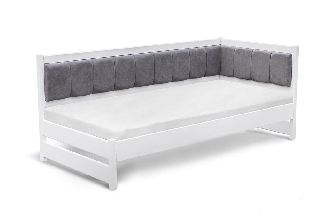 Ліжко дерев'яне Лілі з м'яким узголів'ям 90х200 см Білий