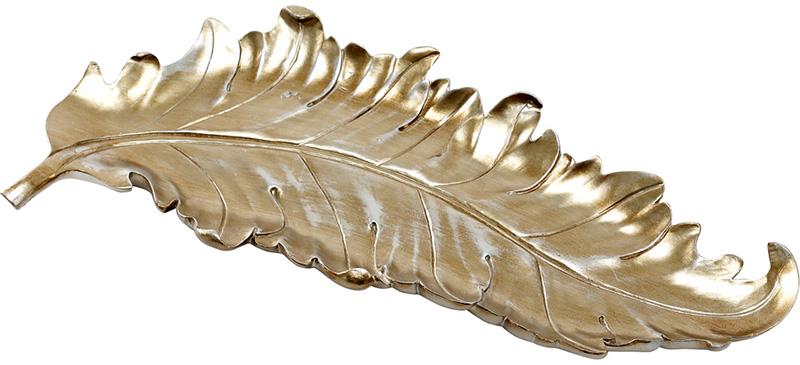 Декоративное блюдо Перо 46 см полистоун Античное серебро (BD-450-919)