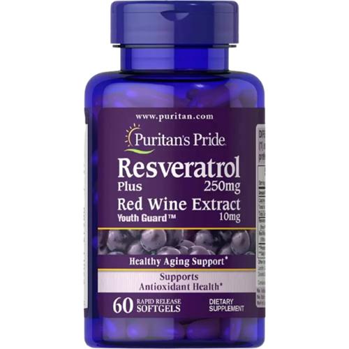 Ресвератрол Puritan's Pride Resveratrol 250 мг 60 Softgels