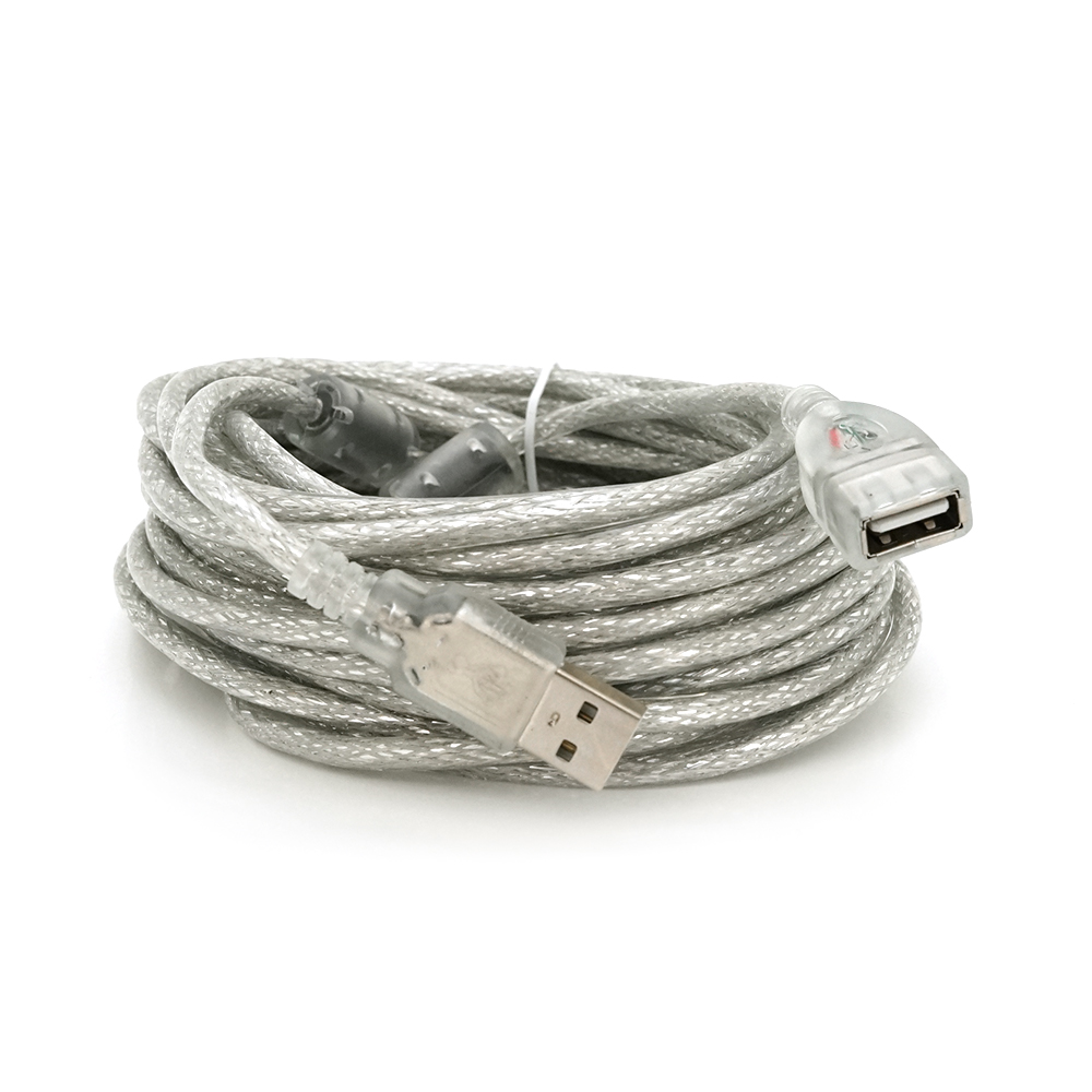 Удлинитель VOLTRONIC USB 2,0 AM/AF Q70 1 феррит 10 м Прозрачный/Синий (YUT_V2698)