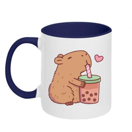 Чашка двухцветная Boba tea capybara 320 мл Белый с синим (14709248-19-188160)