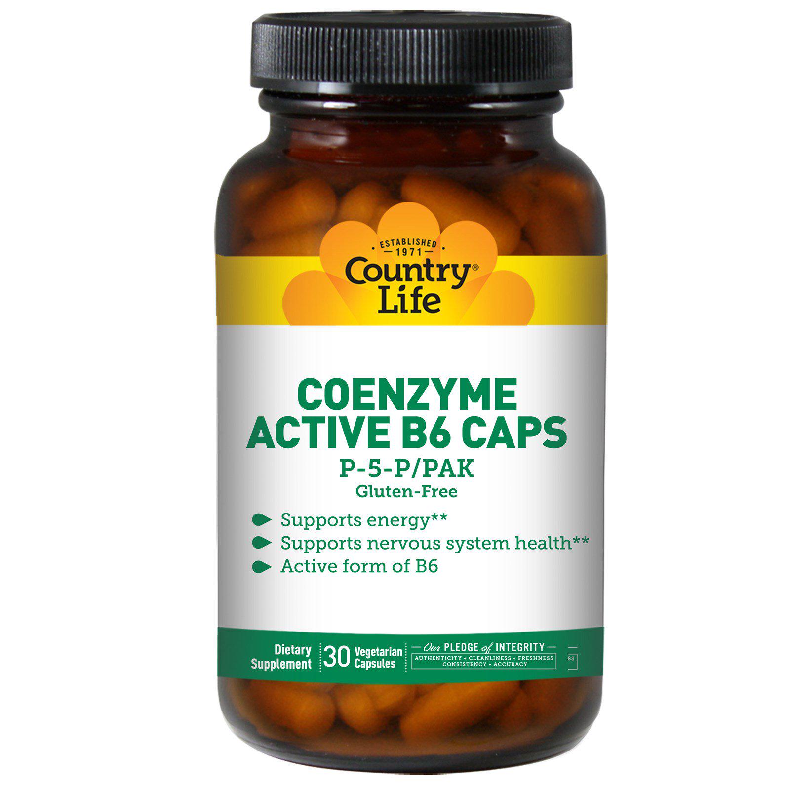 Коэнзим витамина В6 Country Life Coenzyme Active B6 P-5-P/PAK 30 Veggie Caps