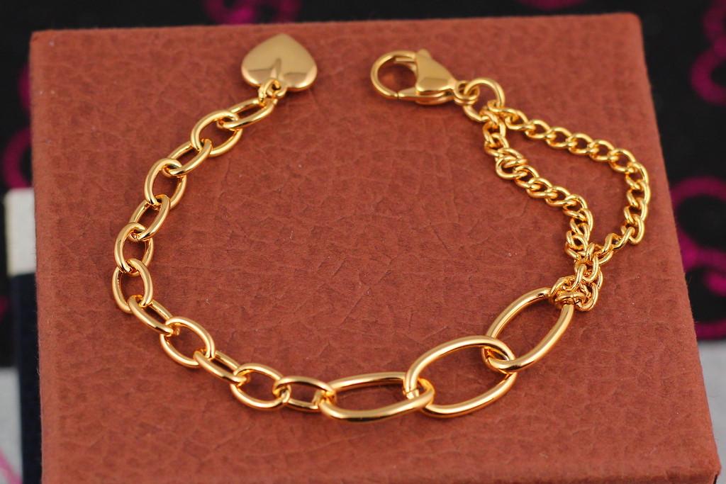 Браслет Xuping Jewelry Комбинированное плетение овал с панцирем 17 см 9 мм Золотистый (1606171042)