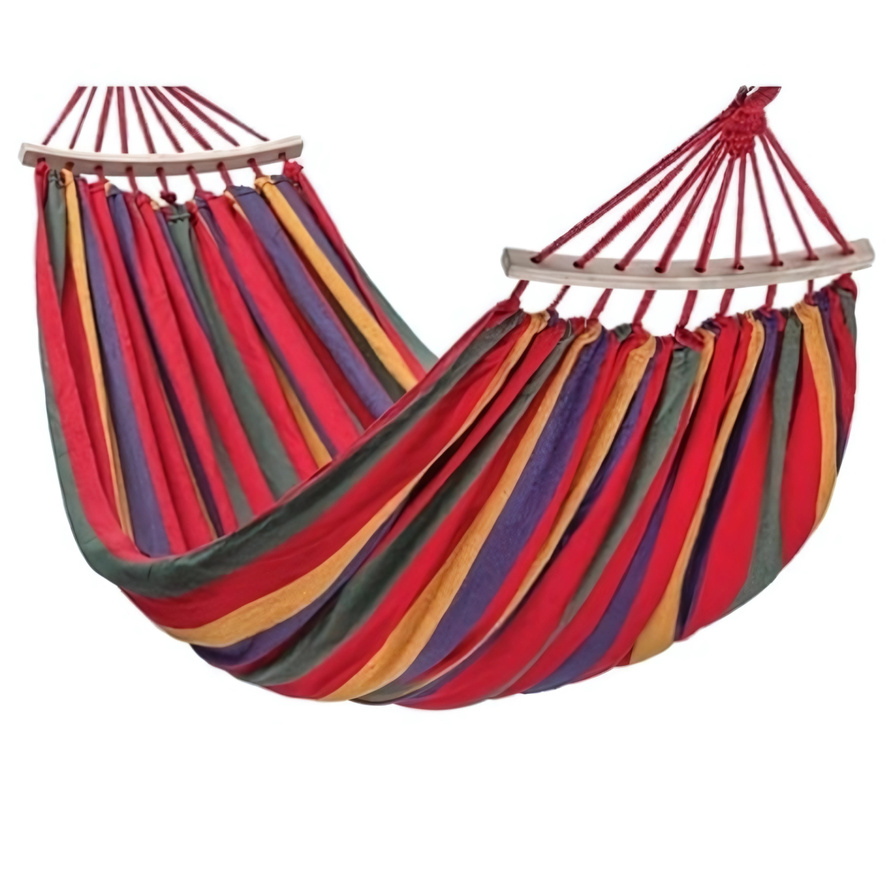 Гамак підвісний мексиканський із щільною бавовняною тканиною дерев'яна перекладина 200х80 см Різнокольоровий (TM0013918)