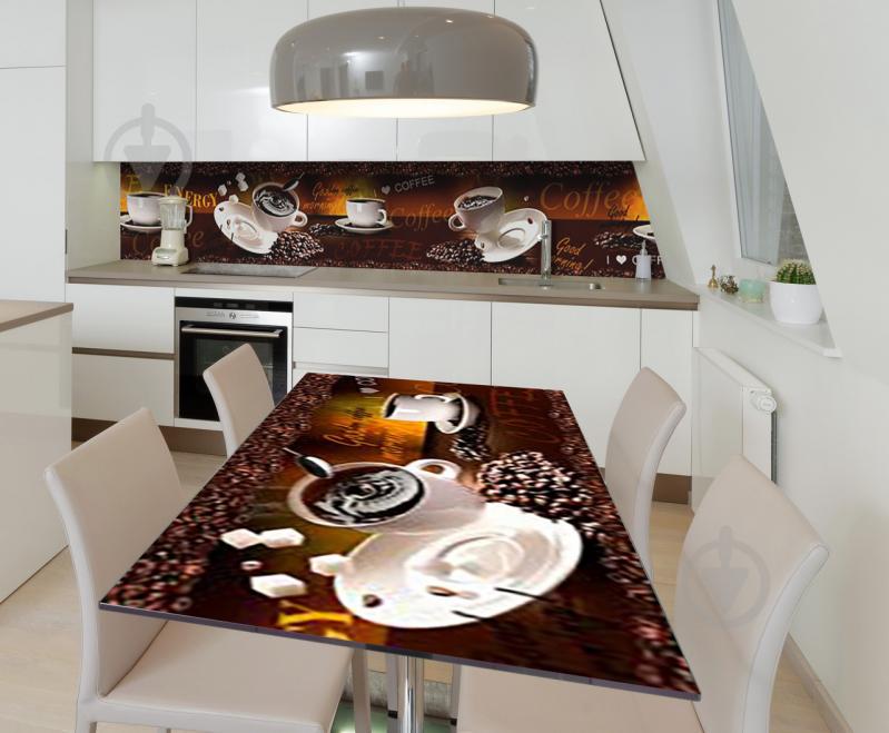 Наклейка 3Д виниловая на стол Zatarga «Энергичное утро» 600х1200 мм для домов, квартир, столов, кофейн, кафе Наклейка 3Д виниловая на стол Zatarga «Энергичное утро» 600х1200 мм для домов, квартир, столов, кофейн, кафе