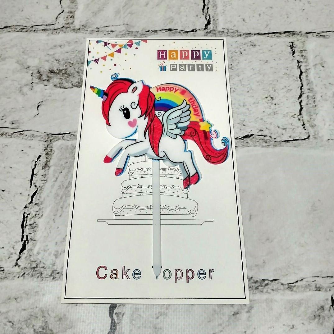 Топпер в торт Happy Birhday Единорог (MR-2344-4)