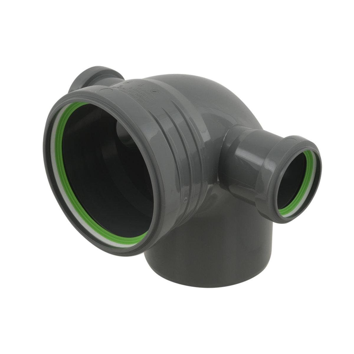 Колено канализационное ASG HTR 90° с двумя отводами 110x50x90 мм (SW-92892)