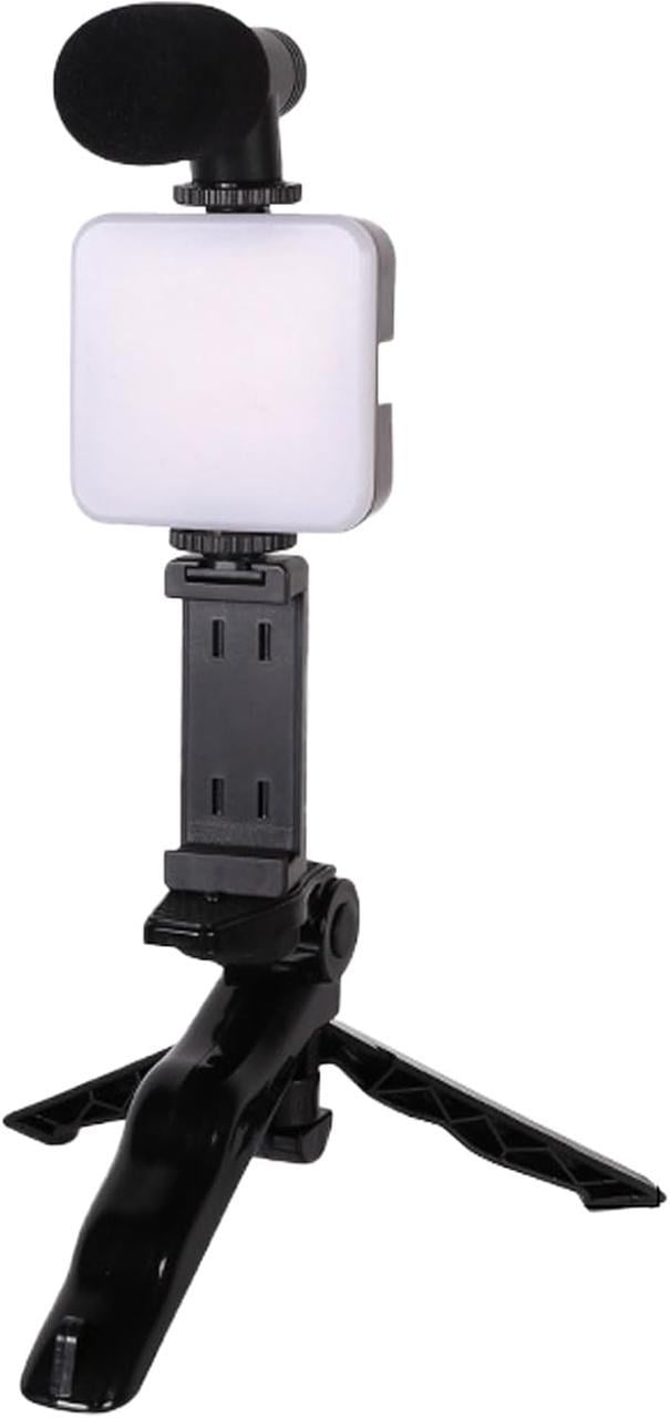 Набор для блоггерства 4в1 держатель для телефона с микрофоном/вспышкой/светом/LED подсветкой (2618898859)