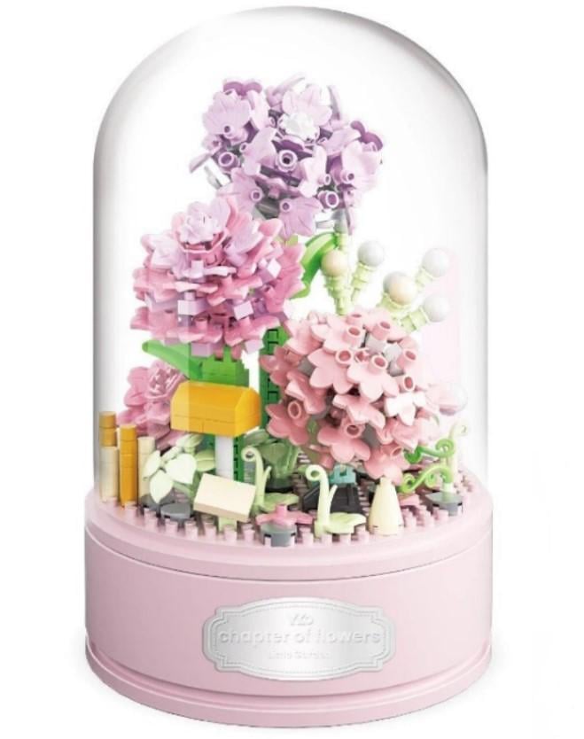 Конструктор музыкальный Musical Dianthus серия Musical Flask Розовые гвоздики под куполом 624 детали (2104619287)