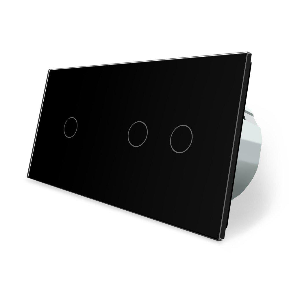 Сенсорный выключатель Livolo ZigBee 3 сенсора стеклянный Черный (VL-C701Z/C702Z-12)