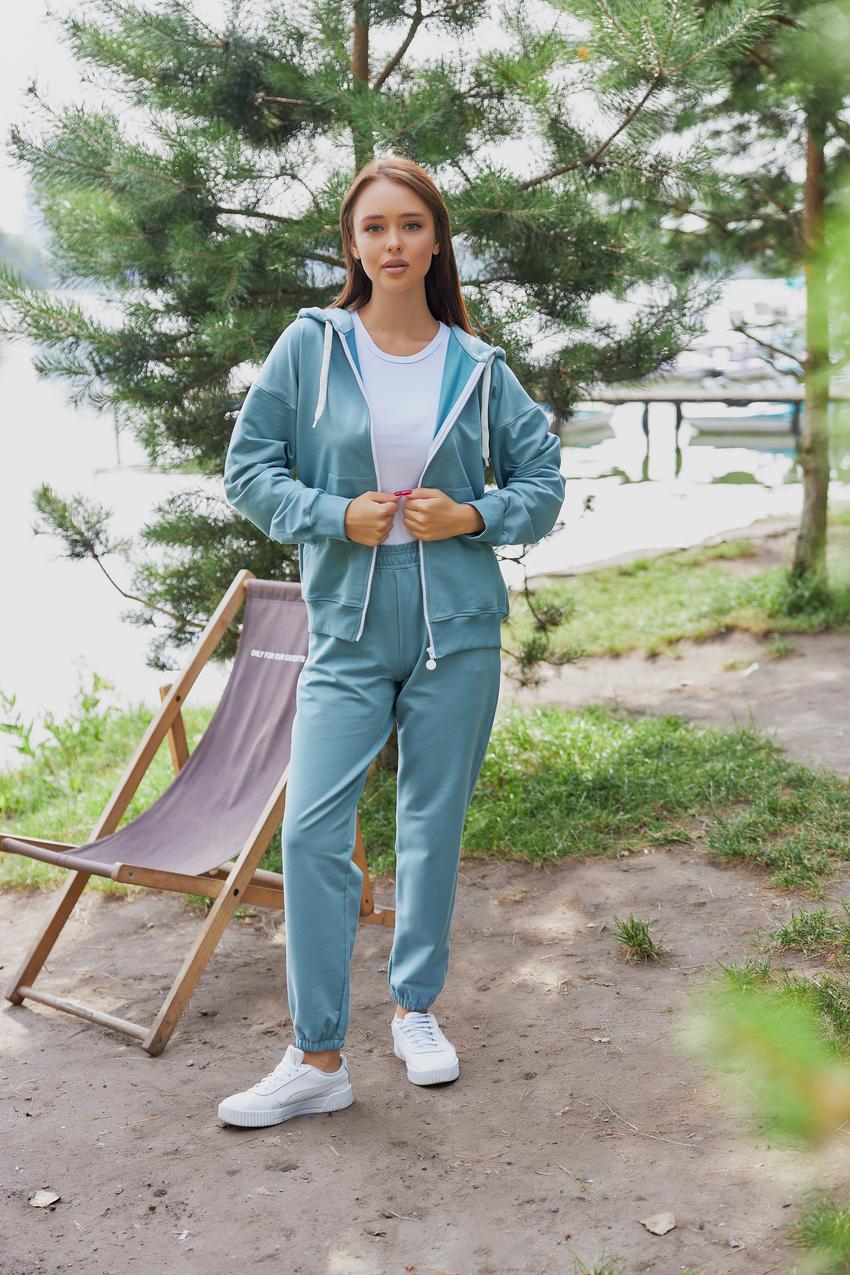 Костюм женский спортивный М136.2 худи на замке/джогеры XXL Темно-голубой (826-1-64)