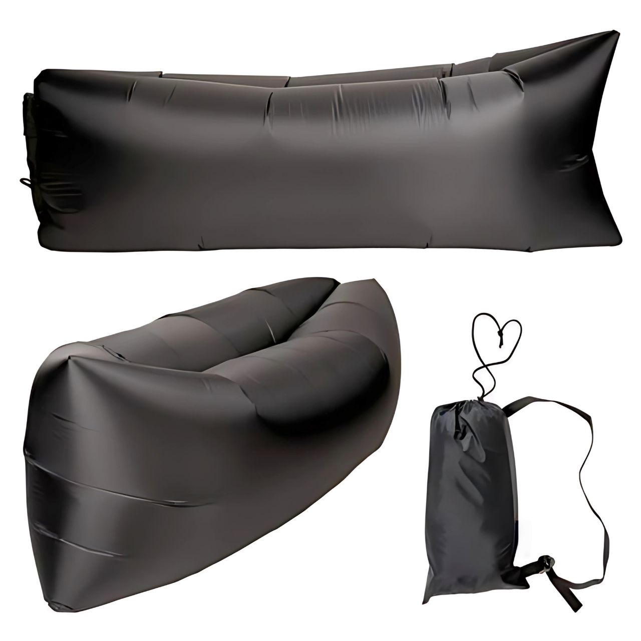 Лежак надувной Lamzac X-2 MAX двухслойный 200х90х70 см до 200 кг Черный (TM001311) - фото 3