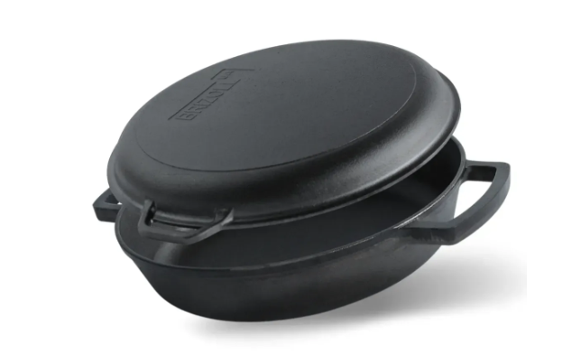 Сковорода-жаровня чугунная Brizoll monolith с чугунной крышкой-сковородой 360х80 мм (M3680U-2)