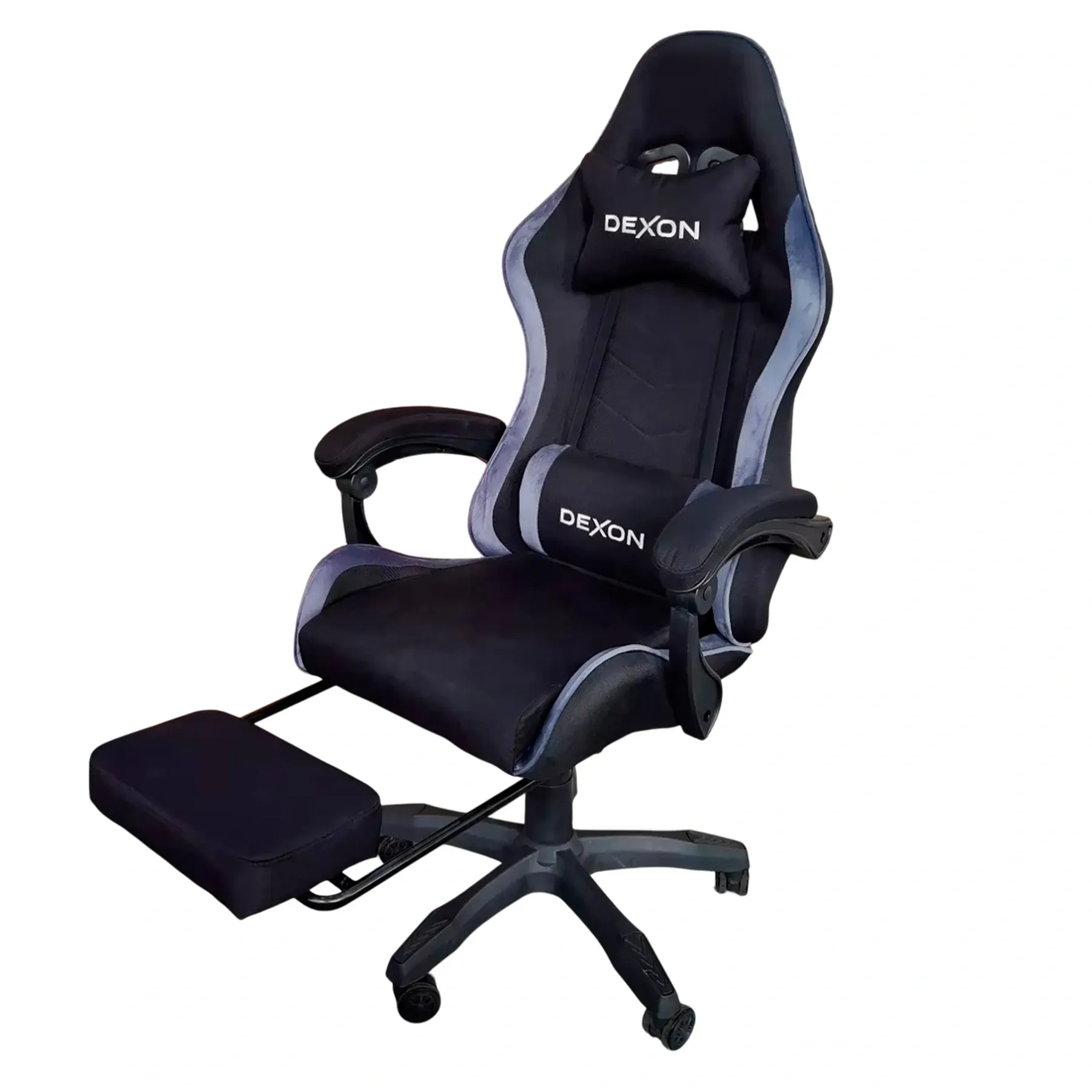 Геймерское кресло DEXON ONYX с подставкой для ног из ткани/велюровые вставки Lagoon (40291)