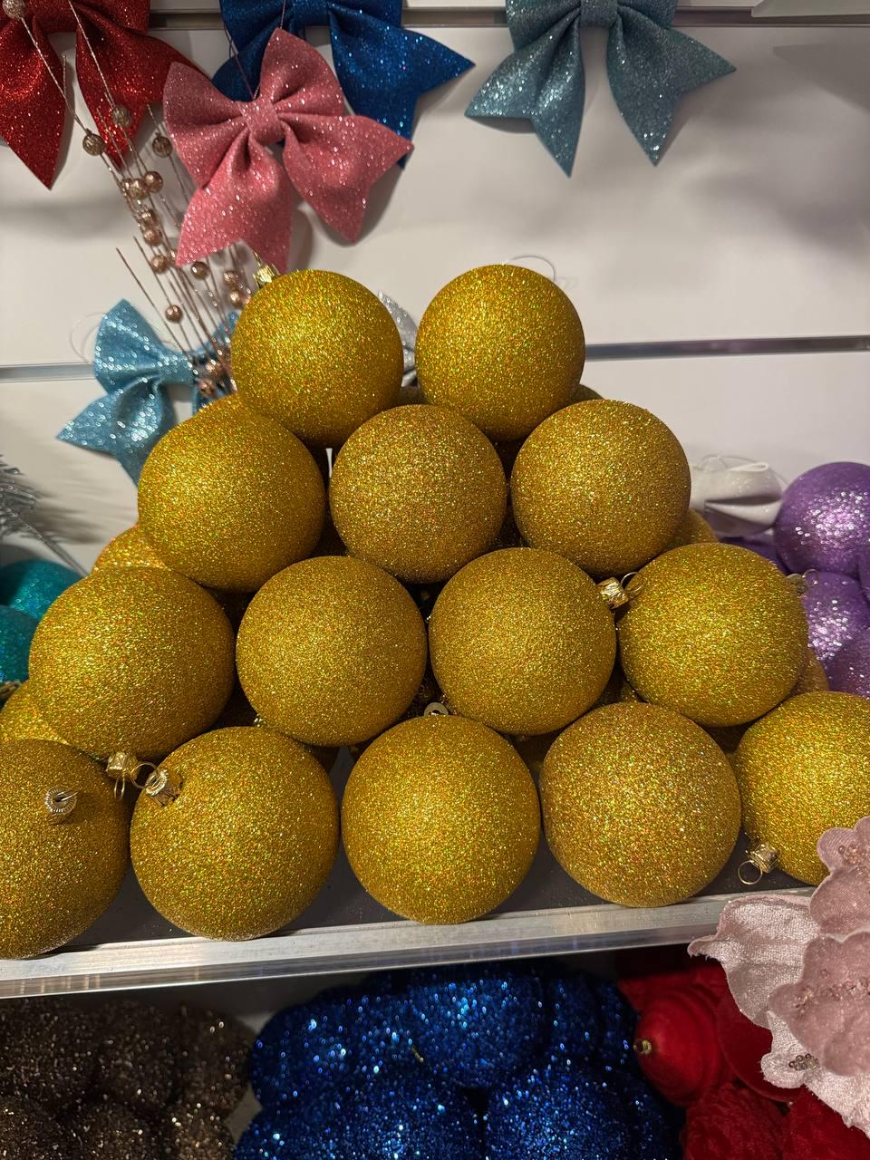 Куля новорічна глітерна 10 см Золотий (y0027) - фото 2 Куля новорічна глітерна 10 см Золотий (y0027) - фото 2