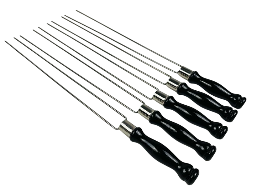 Набор шампуров Блэк для грибов и овощей из нержавеющей стали с деревянной ручкой 62 см 5 шт. Черный (124-10-SH-3127)