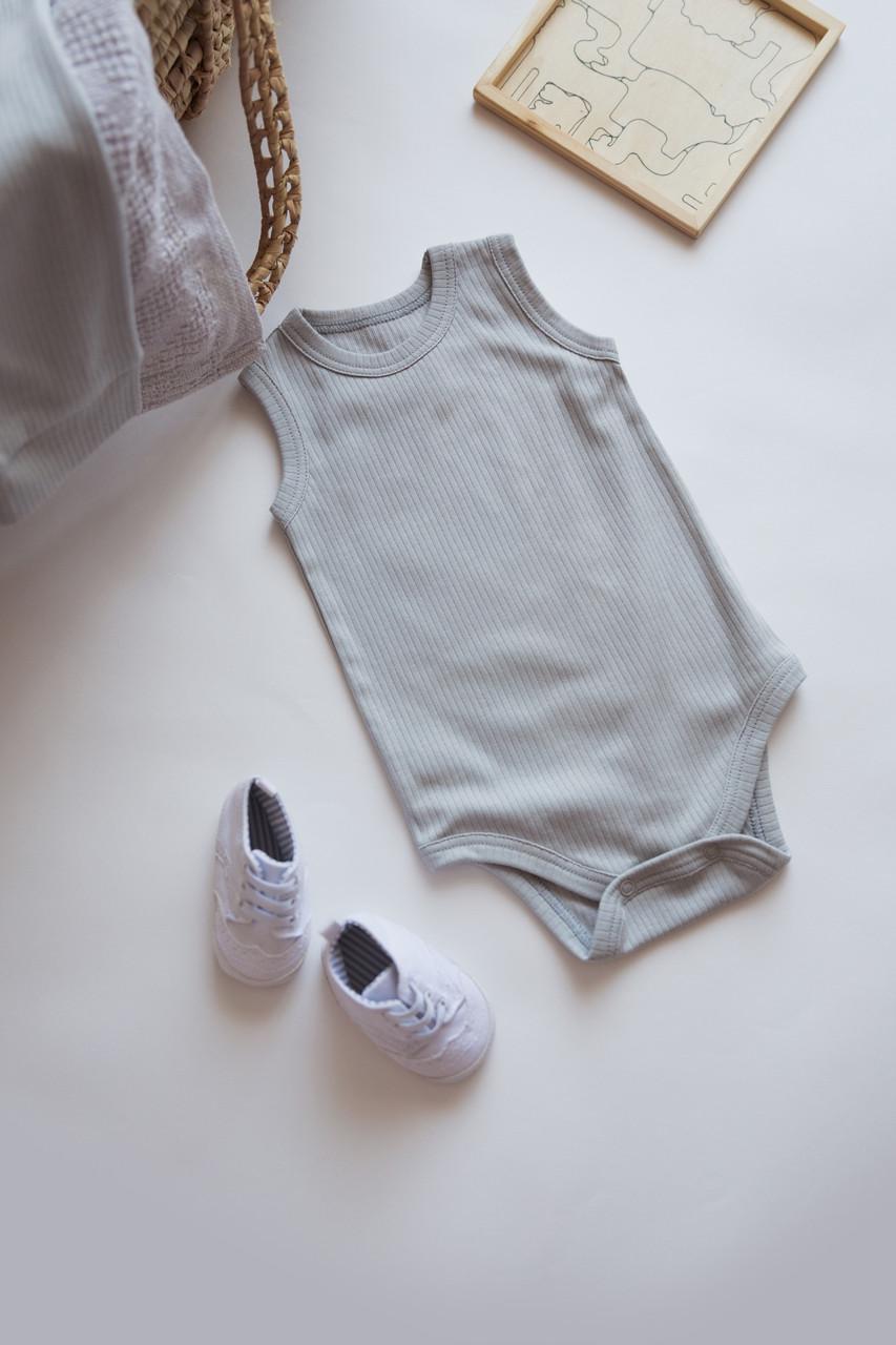 Боди-майка детская интерлок рубчик 56 см Серый (2685891449)