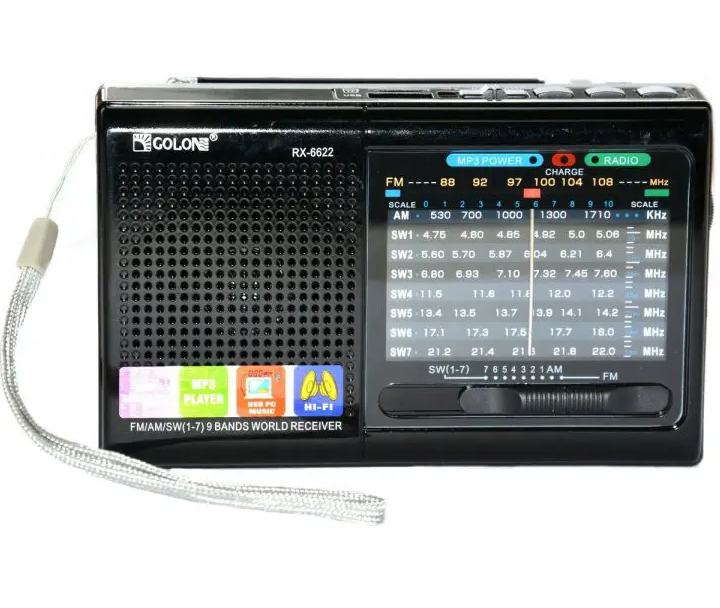 Радиоприемник Golon RX-6622 с ремешком Черный (9615035)